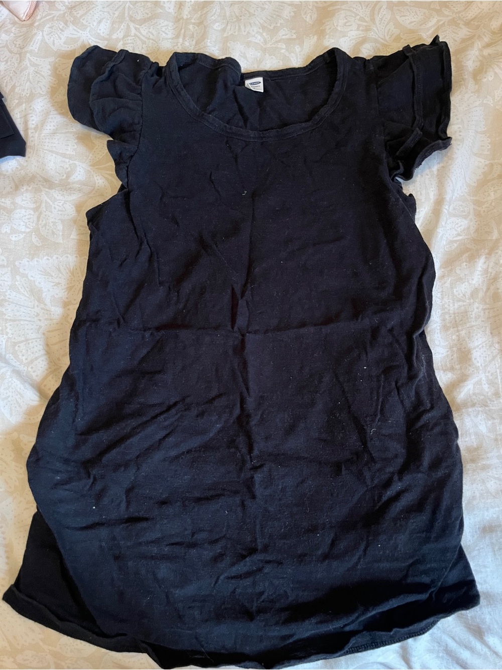 Maternity Black Ruffle Sleeve Tee
